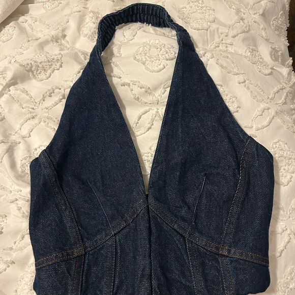 Zara Denim Halter Top - Picture 1 of 5